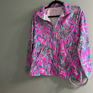 Lilly Pulitzer Skipper Popover in the Mandevilla Pink Extra Lucky elephant print
